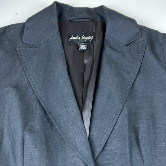 Sandra Angelozzi Navy Linen  Blend Tailored Blazer - Picture 4 of 10
